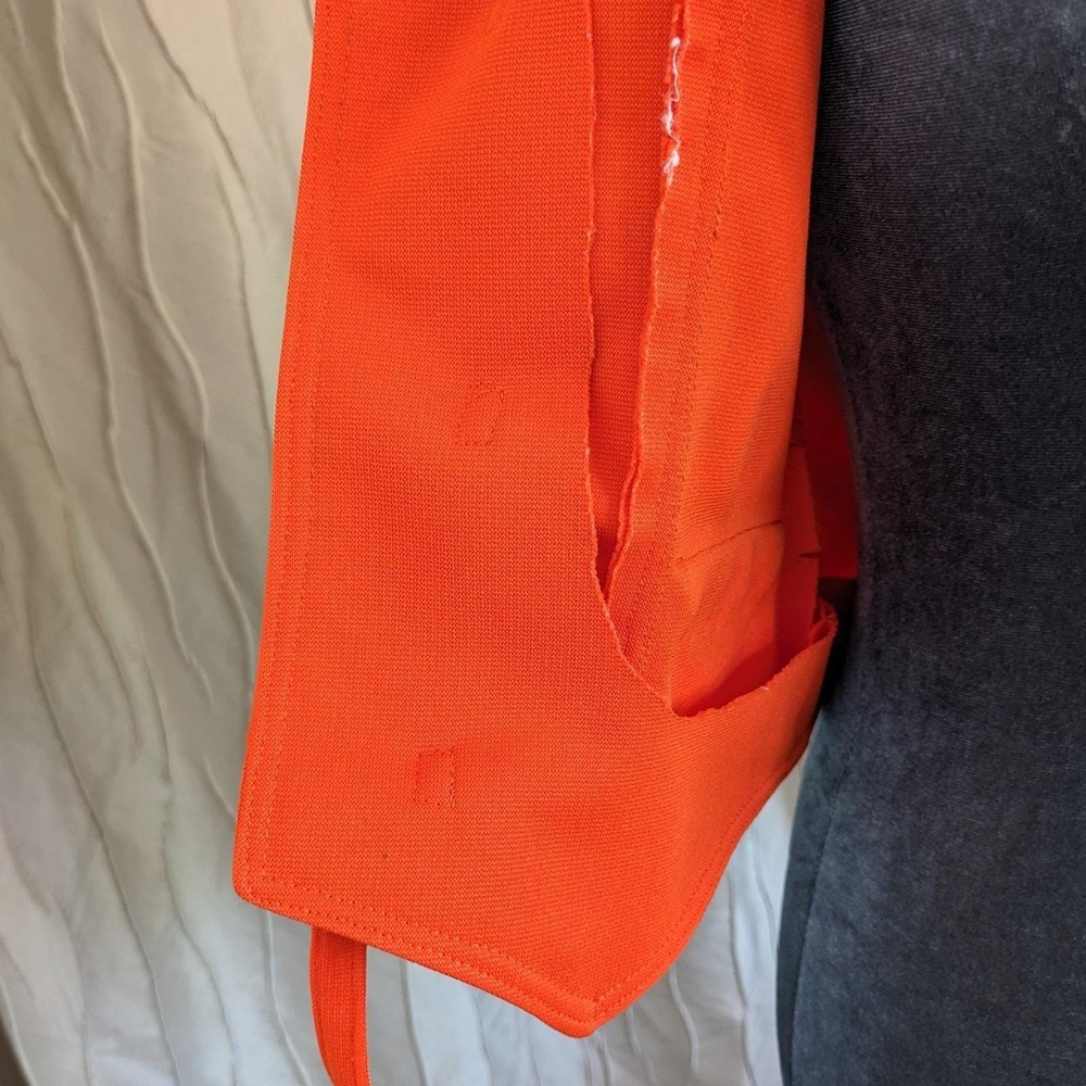 Vintage 70s Mod Cropped Top Vest XS/S Orange Tie Front Waistcoat Space Age - Picture 10 of 14